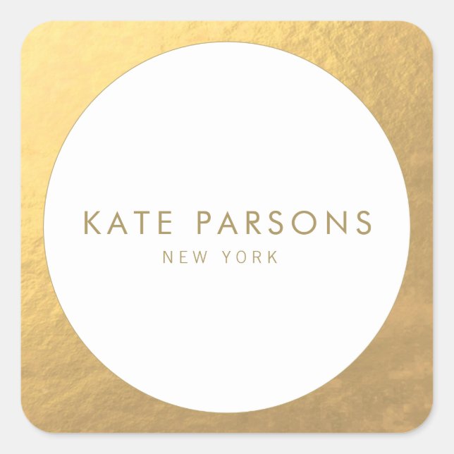 Élégant Sticker Arrondi Bordure Or Classique (Devant)