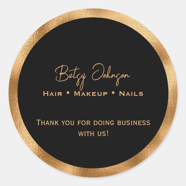 Élégant Sticker en Merci de Foil Black et Faux Gol (Devant)