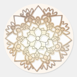 Élégant Sticker Floral Blanc Lotus Mandala