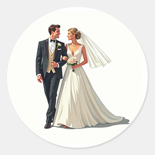 Élégant Sticker Mariage Couple (Devant)