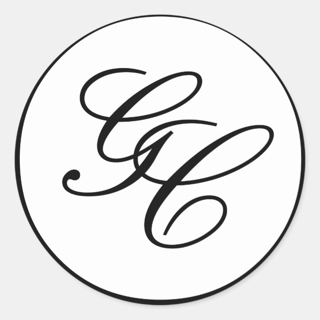 Élégant Sticker Mariage Monogram noir et blanc (Devant)