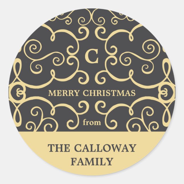 Élégant Sticker Monogram Holiday / Or (Devant)