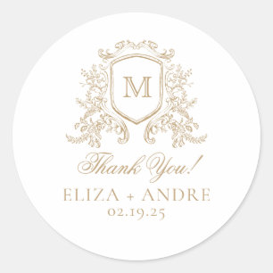 Élégant Sticker Monogram Mariage Classic Round