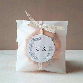 Élégant Sticker Monogram Mariage Classic Round