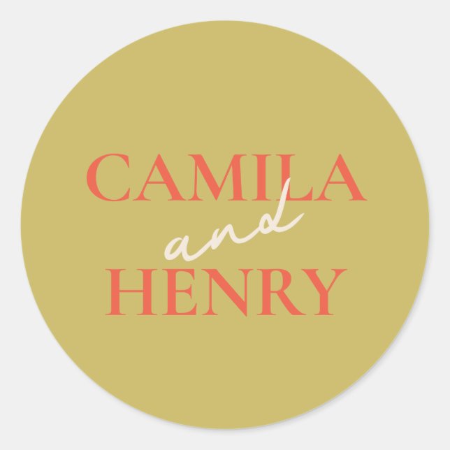 Élégant Sticker Monogram Mariage Classic Round (Devant)