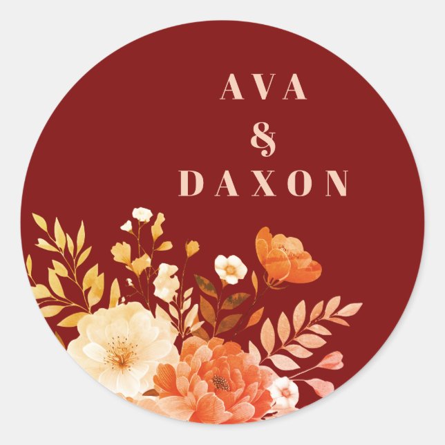 Élégant Sticker rond Mariage de Bourgogne (Devant)