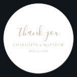Élégant Sticker rond Mariage Merci Or<br><div class="desc">Autocollant mariage de calligraphie</div>