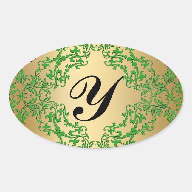 Élégant Sticker Vintage Monogramme Gold Seal (Devant)