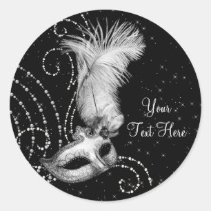 Élégant Stickers Black White Masquerade Party