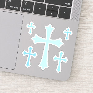 Élégant stickers croix bleu, feuille de cinq