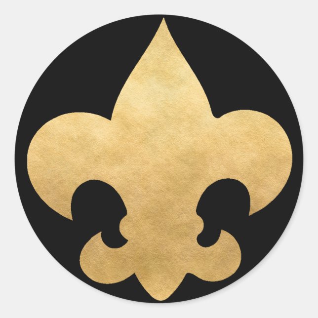 Élégant Stickers Fleur De Lis Noir & Or (Devant)