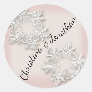 Élégant Stickers Stickers Snowflakes Winter Weddin