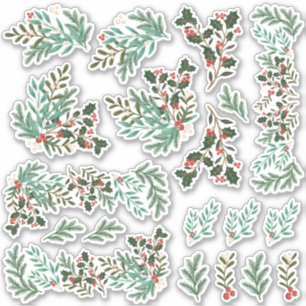 Élégant Stickers Vinyl Berries Floral de Noël
