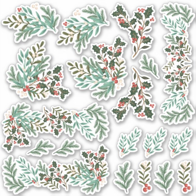 Élégant Stickers Vinyl Berries Floral de Noël (Devant)