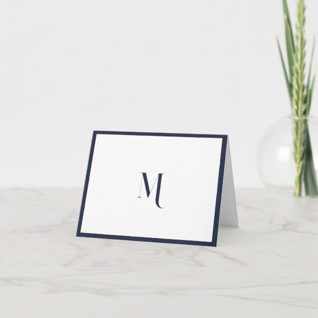 Elégant Stylish Marine Blue Monogramme Frontière i (Devant)