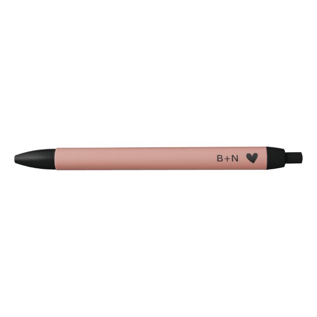 Élégant stylo moderne noir et rose avec écriture e (Devant)