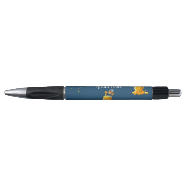 Élégant stylo nid d'abeille personnalisable bleu (Devant)