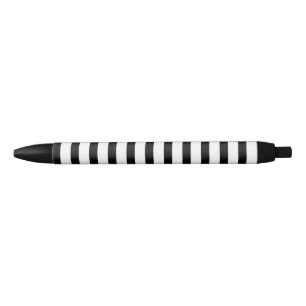 Élégant stylo rayé noir et blanc