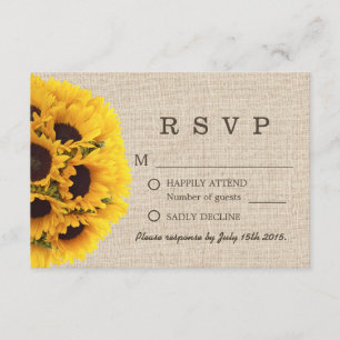 Élégant Sunflowers Burlap Wedding RSVP