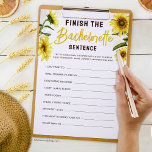 Elegant Sunflowers Finish the Sentence Game Sheet<br><div class="desc">Beautiful design that you can customize easily. You can play with it in a bridal shower,  bachelorette party,  or baby shower; add your custom words or phrases.</div>