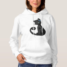 Élégant Sweat à Capuche Chat Noir – Style Mystique