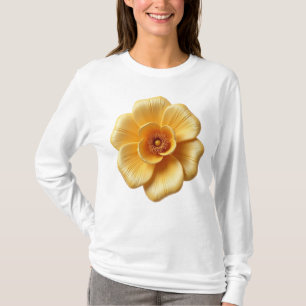Elégant T-shirt à manches longues couleur or-jaune