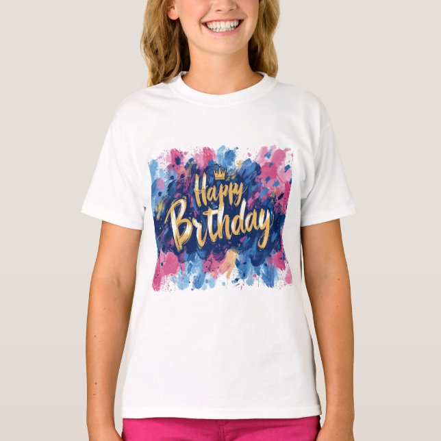Elégant T-shirt fille d'anniversaire (Devant)