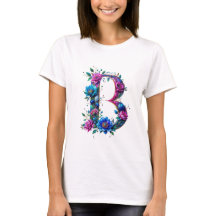 Elégant T-shirt Floral B initial pour elle
