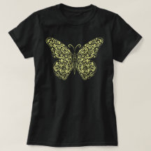 Elégant T-shirt papillon jaune fleuri