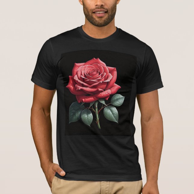 Elégant T-shirt rose rouge simple - Flore minimali (Devant)