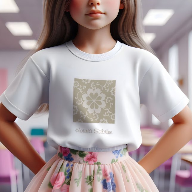 Elégant T-shirt Vintage doré fleuri (Créateur téléchargé)