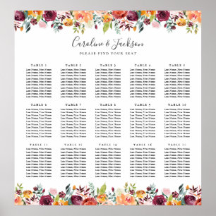 Élégant tableau de Mariage de 15 tables à l'automn