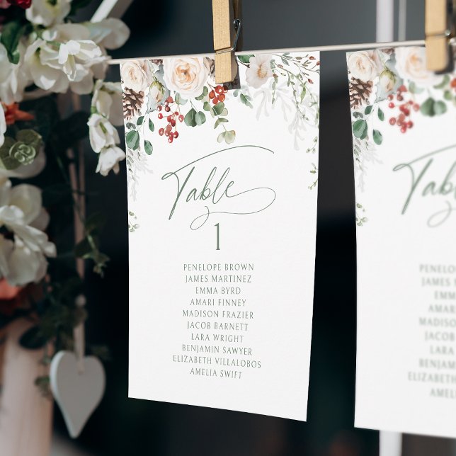 Élégant tableau de numéros de table floraux festif (Elegant Festive Floral table number seating chart)