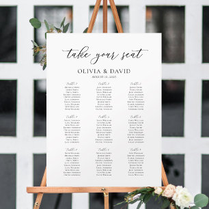 Élégant tableau de placement de table pour 9 table