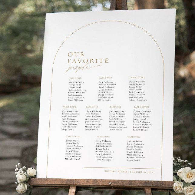 Élégant Tableau de Sièges de Bienvenue à 10 Tables (Whimsical Script Black and White Wedding Seating Chart)