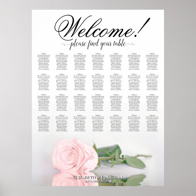 Élégant Tableau de Sièges de Mariage à 28 Tables R (Devant)