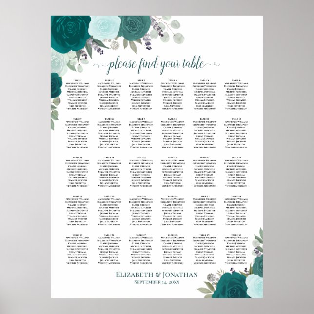 Élégant Tableau de Sièges de Mariage à 30 Tables a (Devant)