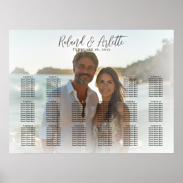 Élégant tableau de sièges mariage photo 16 tableau (Devant)