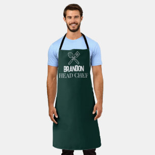 Élégant tablier de chef vert pour homme, nom moder