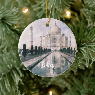 Elégant Taj Mahal Inde ornement en céramique - Ico