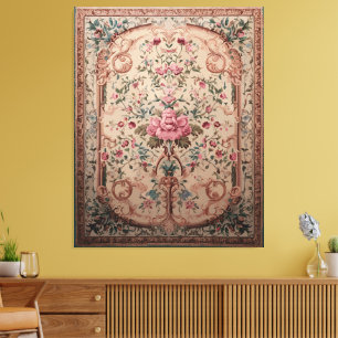 Élégant tapis floral persan toile étirée Impressio