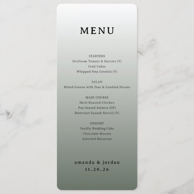 Elegant Taupe Wedding Menu (Devant)