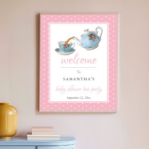 Elégant Teacups Baby shower Tea Party Affiche de b