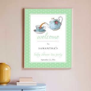 Elégant Teacups Baby shower Tea Party Affiche de b