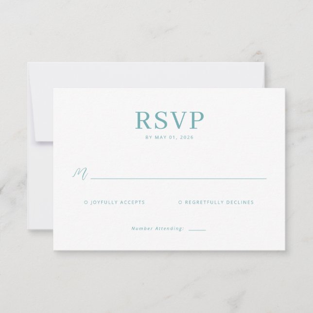 Elegant Teal Minimalist RSVP (Devant)
