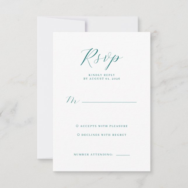 Elegant Teal RSVP Card (Devant)