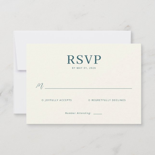 Elegant Teal RSVP Card (Devant)
