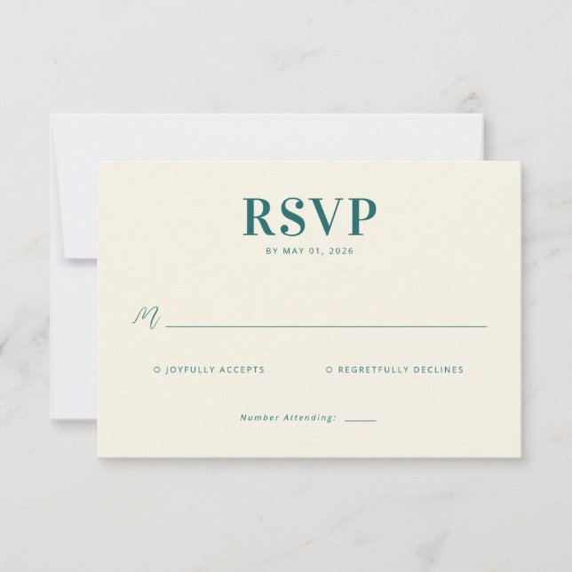 Elegant Teal RSVP Card (Devant)