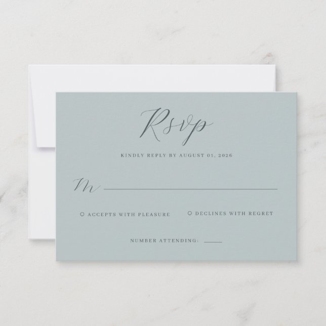 Elegant Teal RSVP Card (Devant)