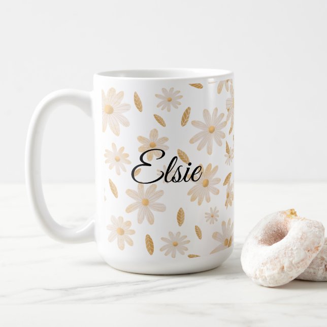 Elégant teintes de marguerite Mug personnalisé (Avec donut)